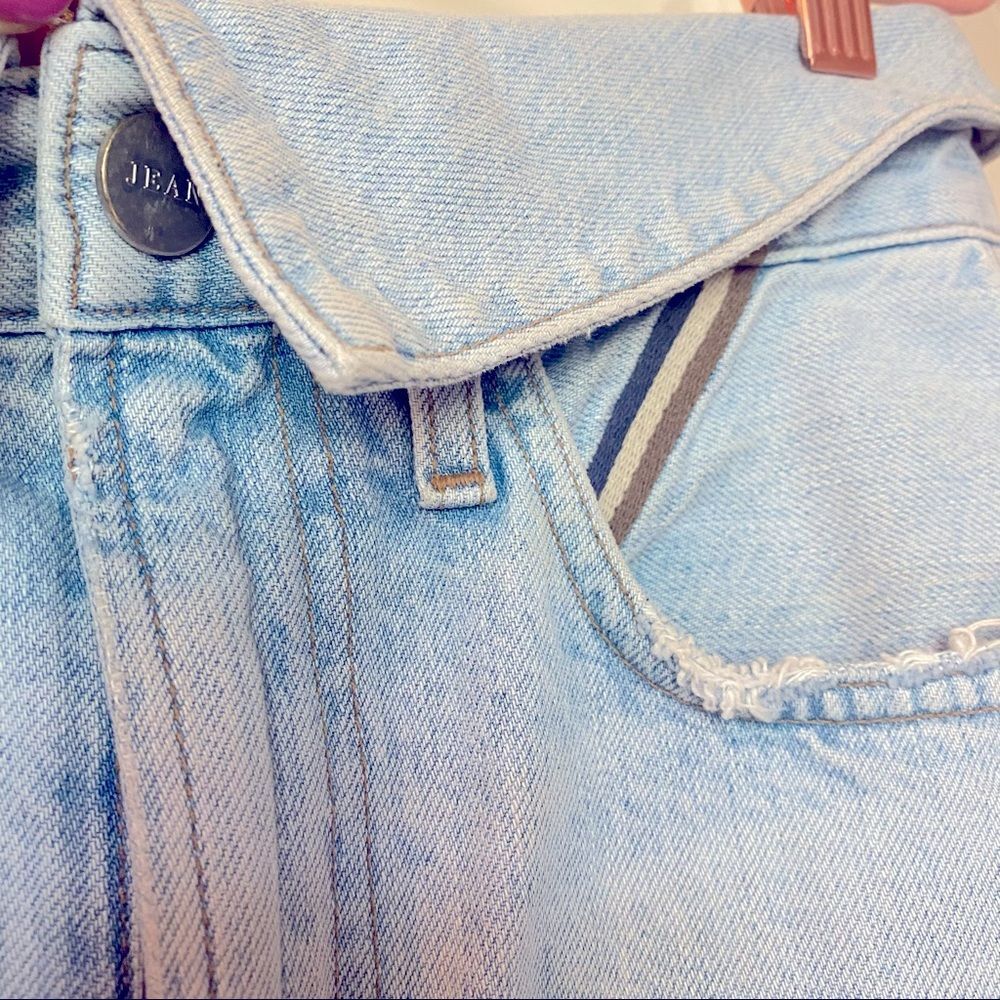 JEAN ATELIER Flip Denim Mini Skirt Raw Hem Blue Jean Size 25 - Picture 5 of 8